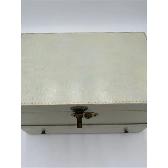 Vintage Ivory Jewelry Box Multi Level Tiered Drawer Key Velvet Buxton MCM